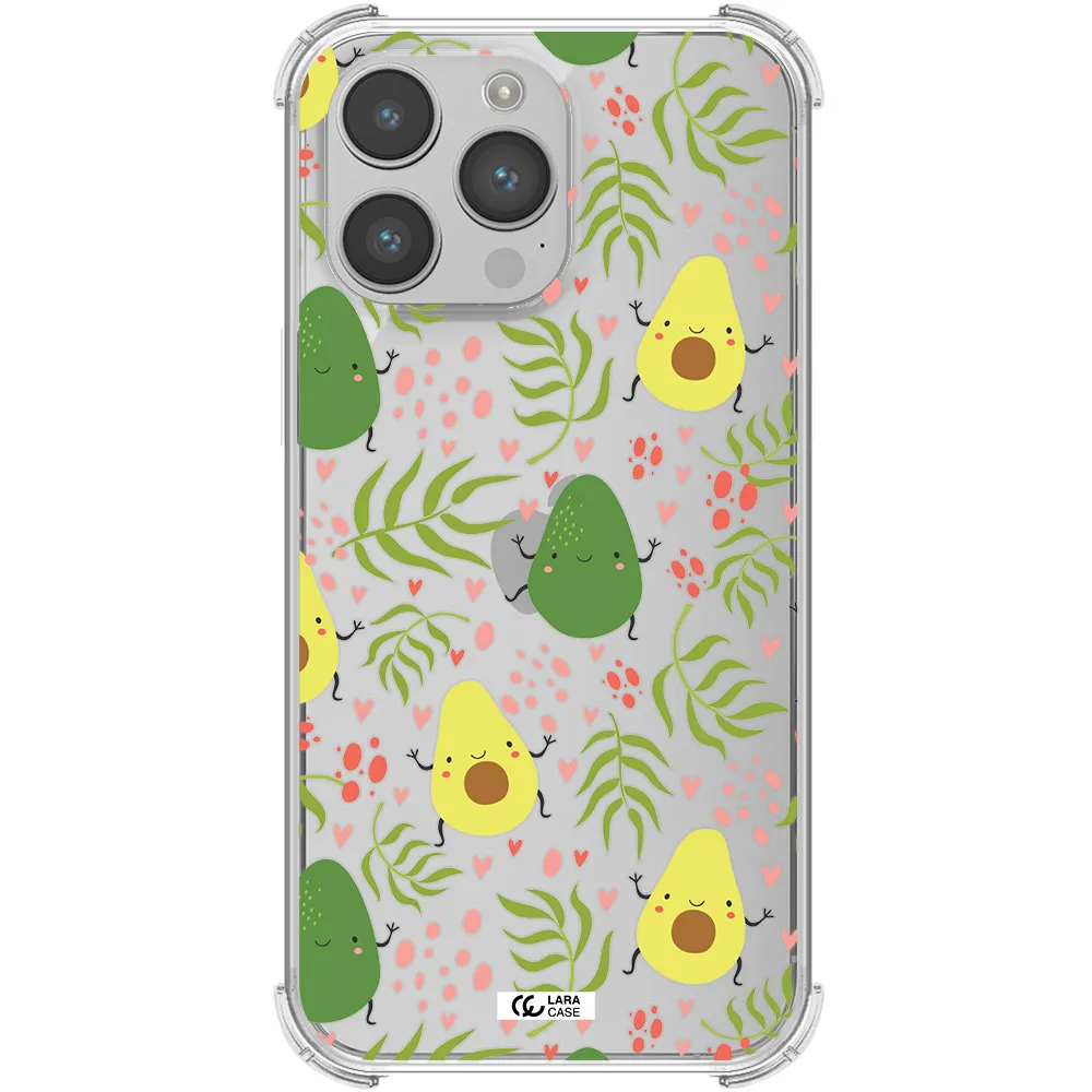 a pattern of avocado and leaves Apple iPhone 14 pro Clear PC Case