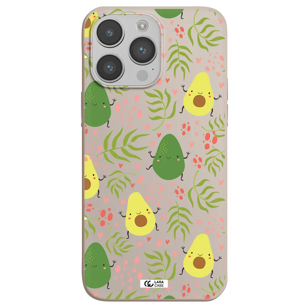 a pattern of avocado and leaves Apple iPhone 14 pro max Silicone Stone Case