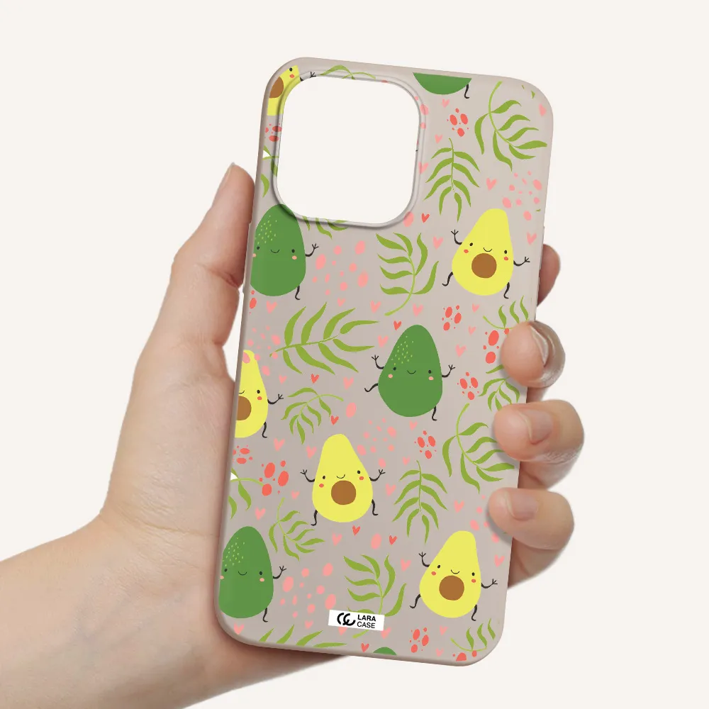 a pattern of avocado and leaves Apple iPhone 14 pro Silicone Stone Case