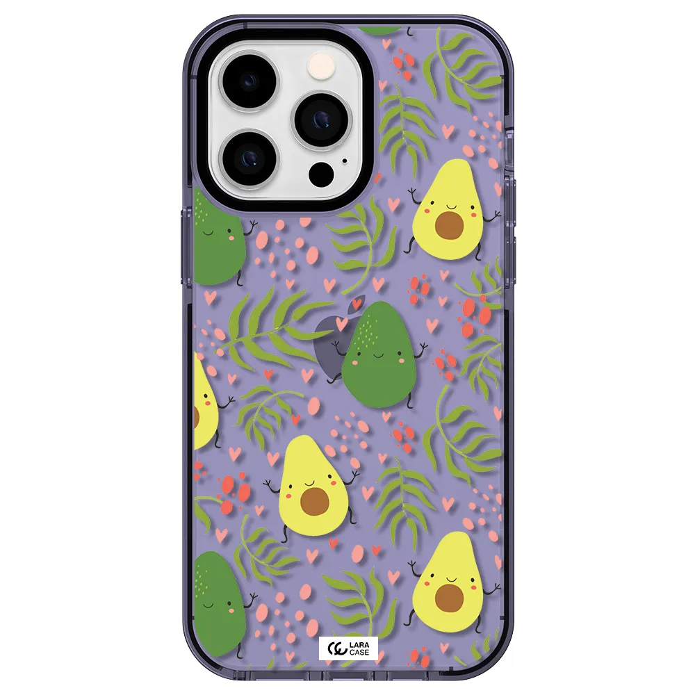 a pattern of avocado and leaves Apple iPhone 15 Pro impact Lilac Case