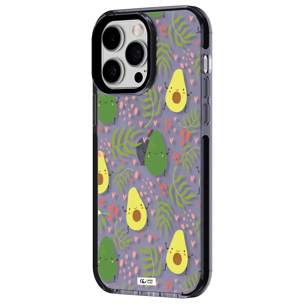 a pattern of avocado and leaves Apple iPhone 15 Pro impact Lilac Case