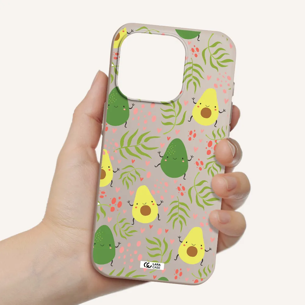 A Pattern Of Avocado And Leaves Apple Iphone 15 Pro Silicone Stone Case
