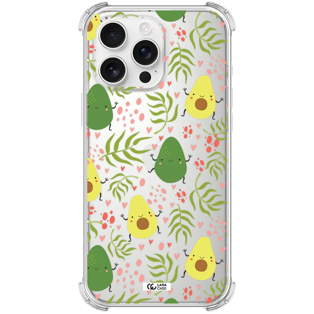 A Pattern Of Avocado And Leaves Apple Iphone 16 Pro Max Clear Pc Case