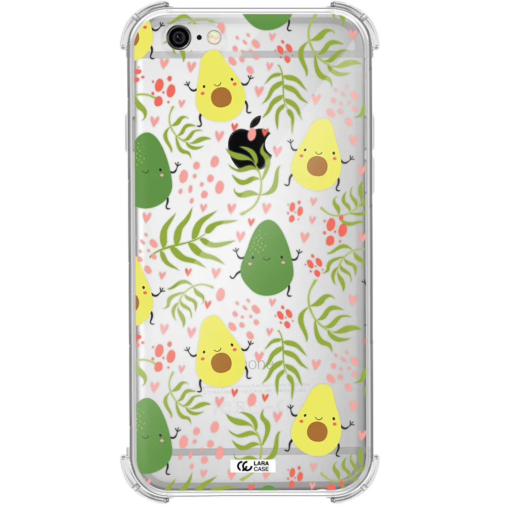 a pattern of avocado and leaves Apple iPhone 6 Clear PC Case