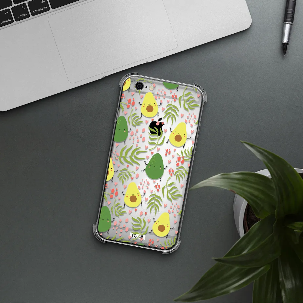 a pattern of avocado and leaves Apple iPhone 6 Clear PC Case