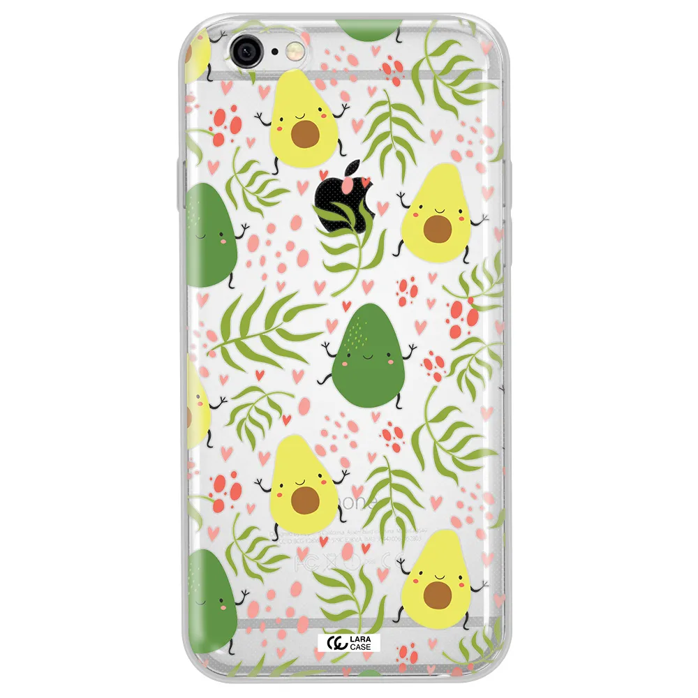 a pattern of avocado and leaves Apple iPhone 6 Clear TPU Case