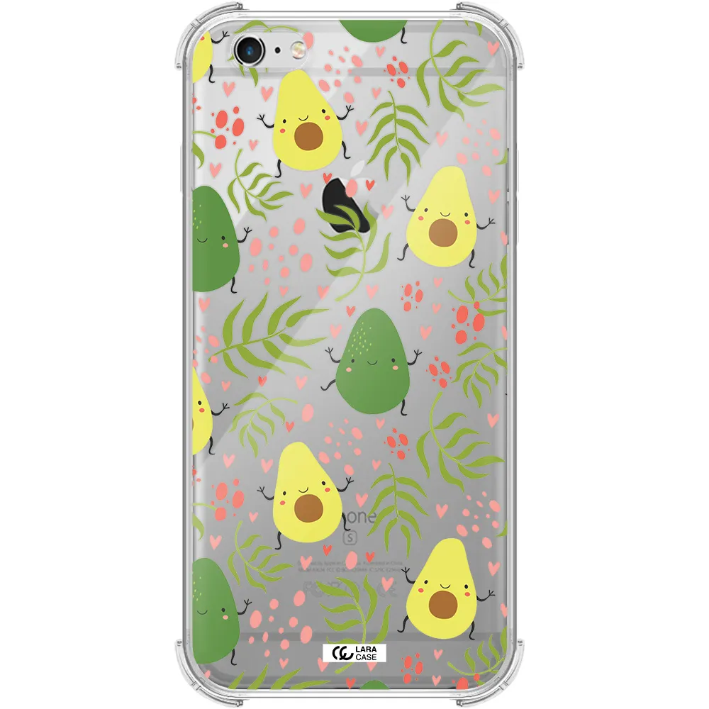 a pattern of avocado and leaves Apple iPhone 6 plus Clear PC Case