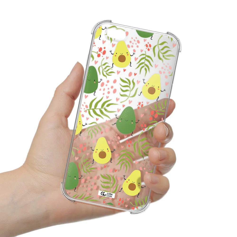 a pattern of avocado and leaves Apple iPhone 6 plus Clear PC Case