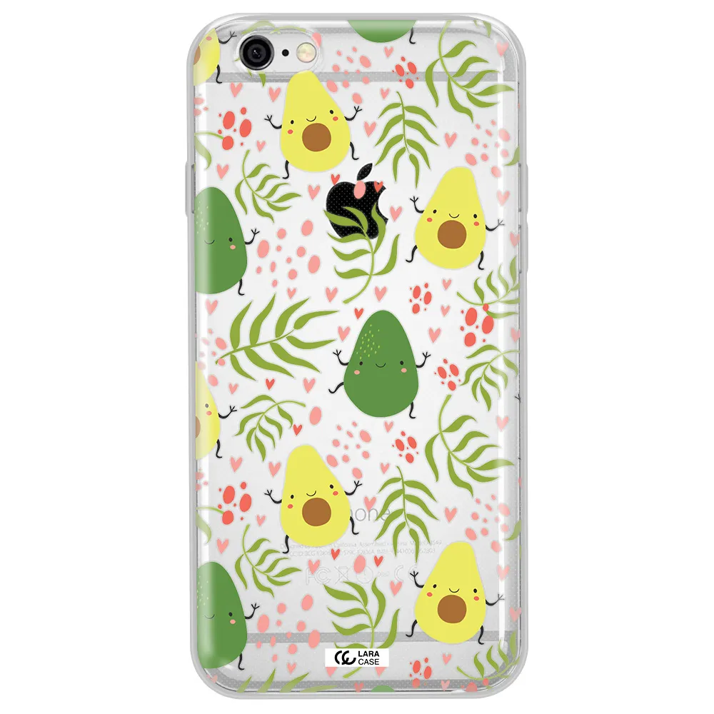 a pattern of avocado and leaves Apple iPhone 6 plus Clear TPU Case