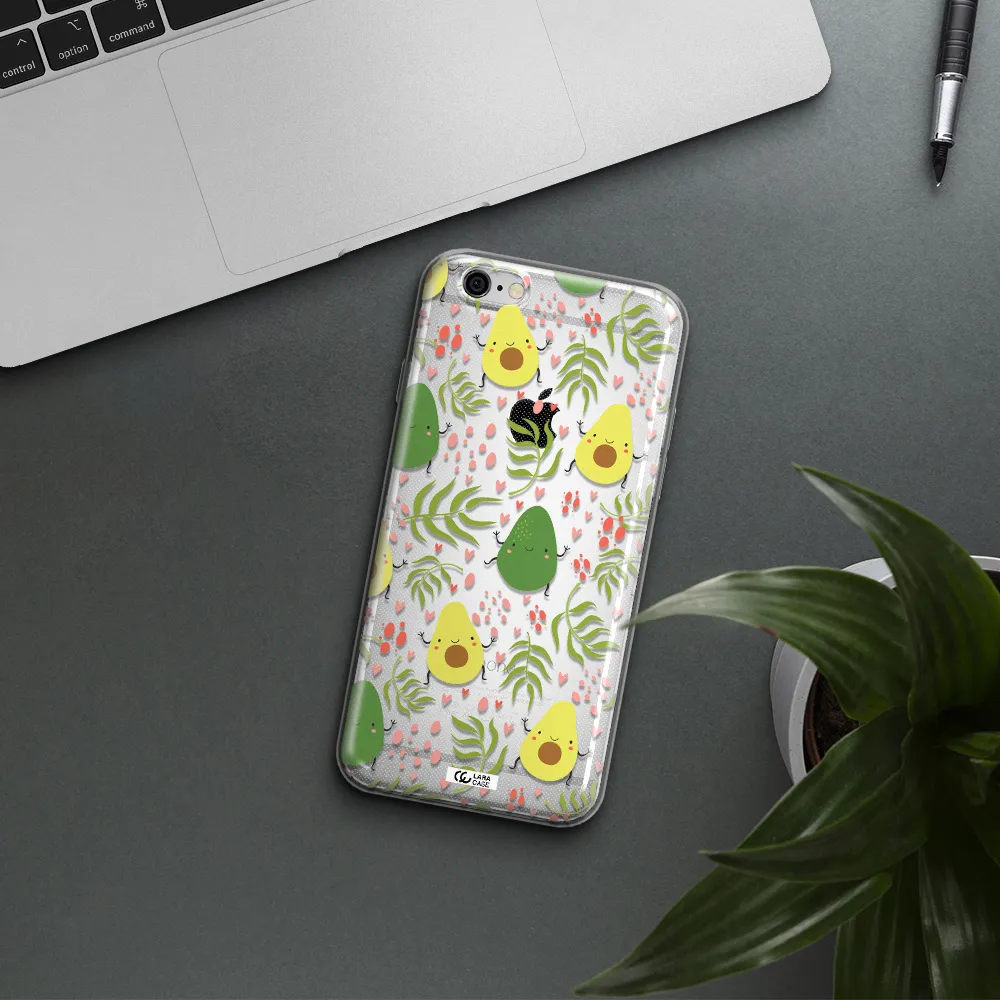 a pattern of avocado and leaves Apple iPhone 6 plus Clear TPU Case