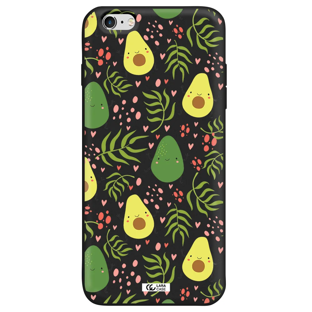 a pattern of avocado and leaves Apple iPhone 6 plus Silicone black Case
