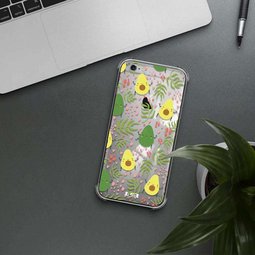 a pattern of avocado and leaves Apple iPhone 6 s plus Clear PC Case