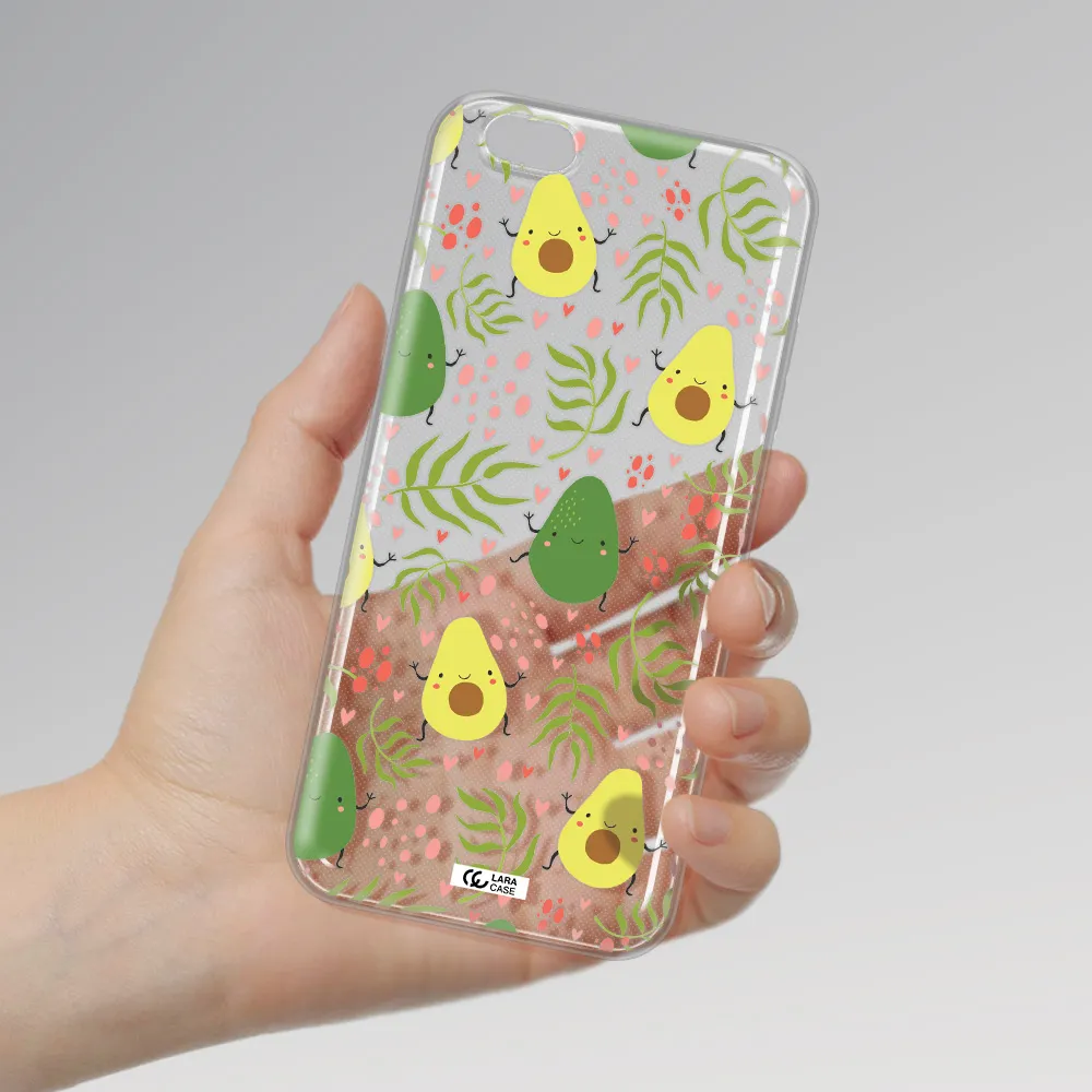 a pattern of avocado and leaves Apple iPhone 6 s plus Clear TPU Case