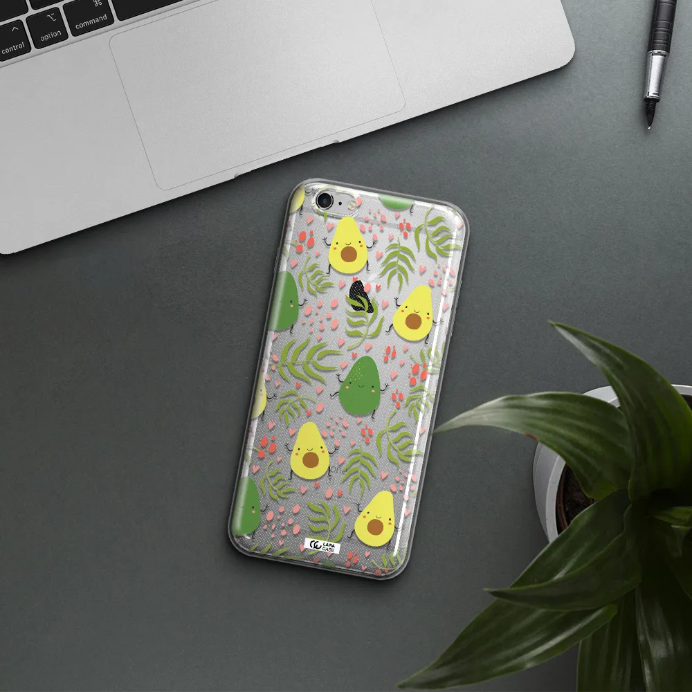 a pattern of avocado and leaves Apple iPhone 6 s plus Clear TPU Case