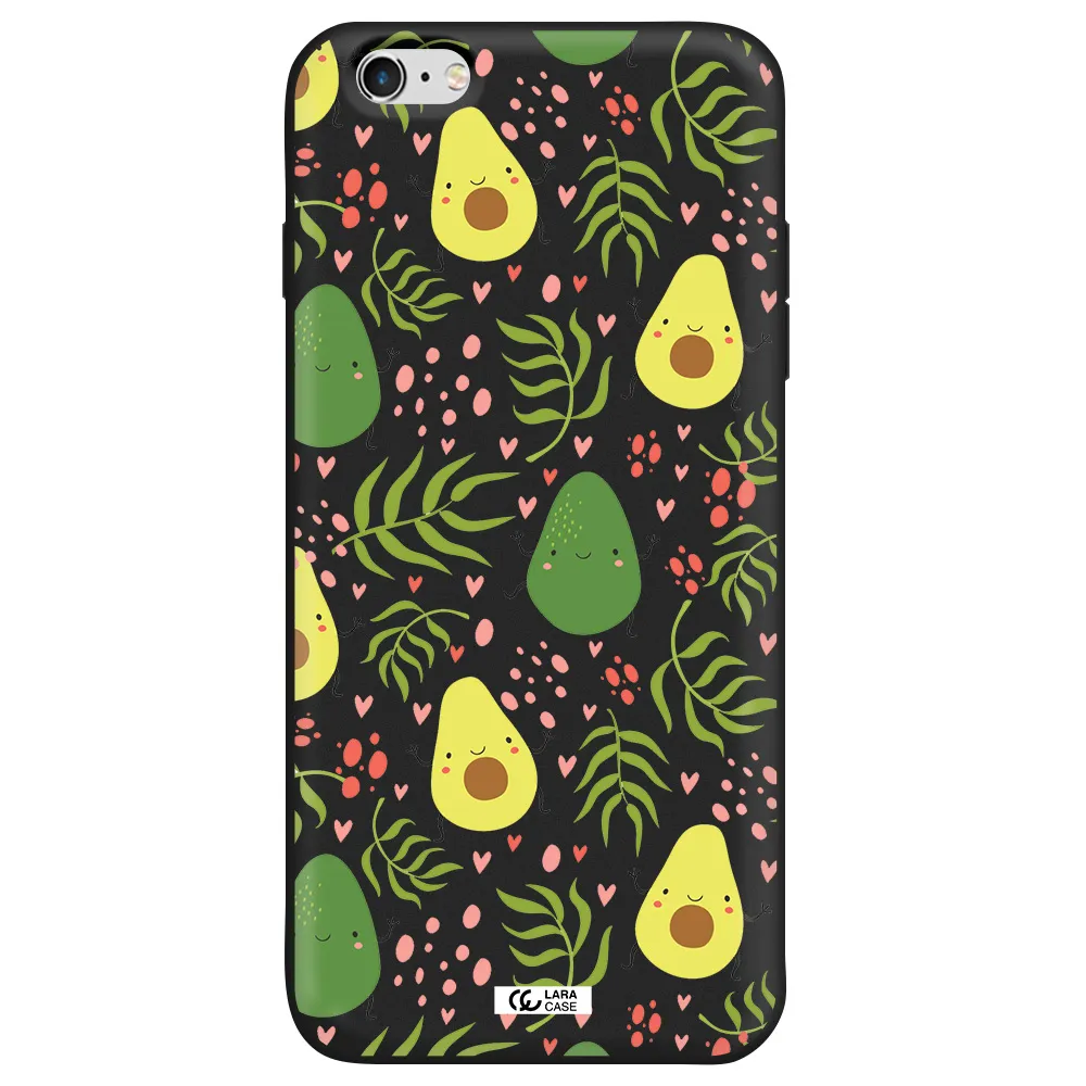 a pattern of avocado and leaves Apple iPhone 6 s plus Silicone black Case