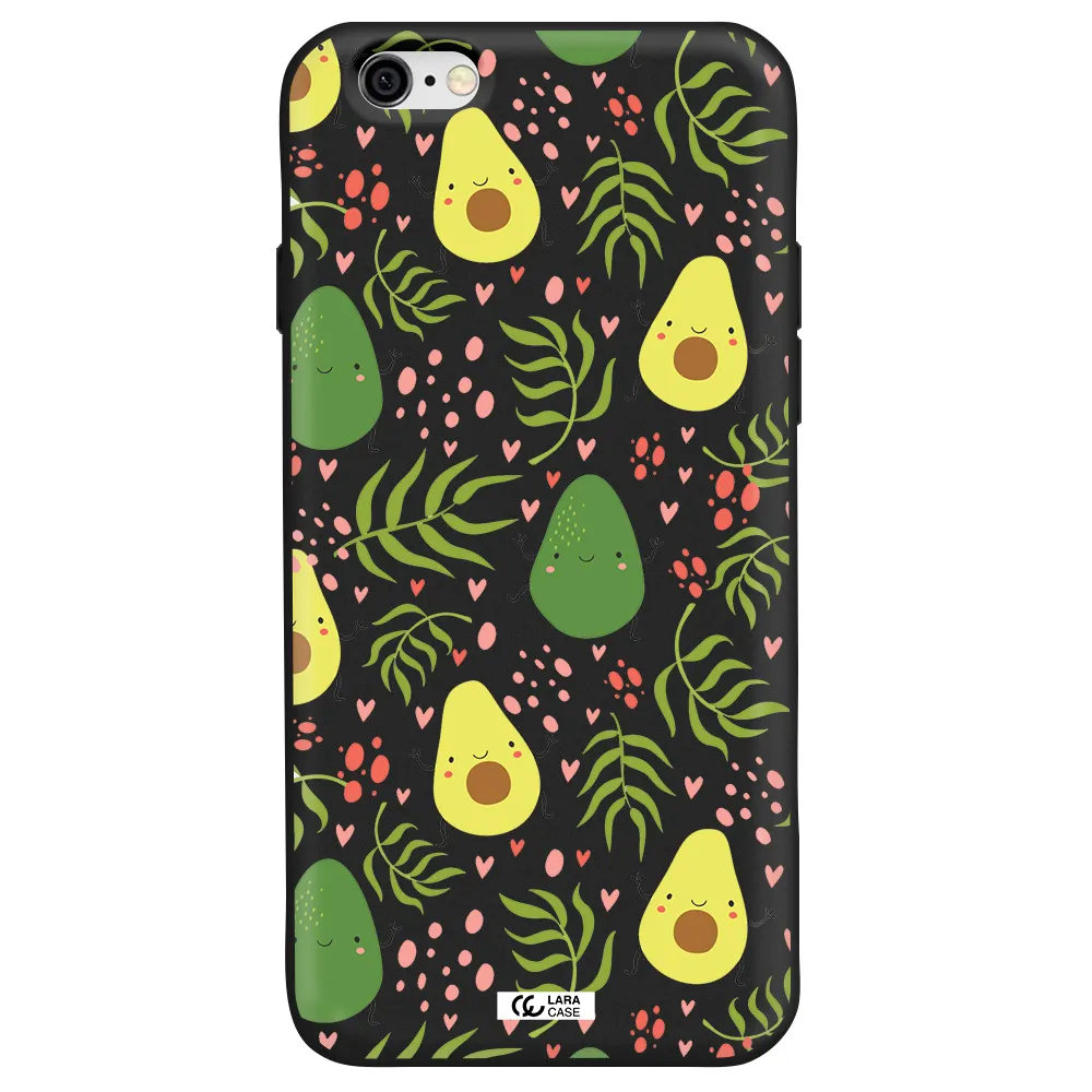 a pattern of avocado and leaves Apple iPhone 6 Silicone black Case