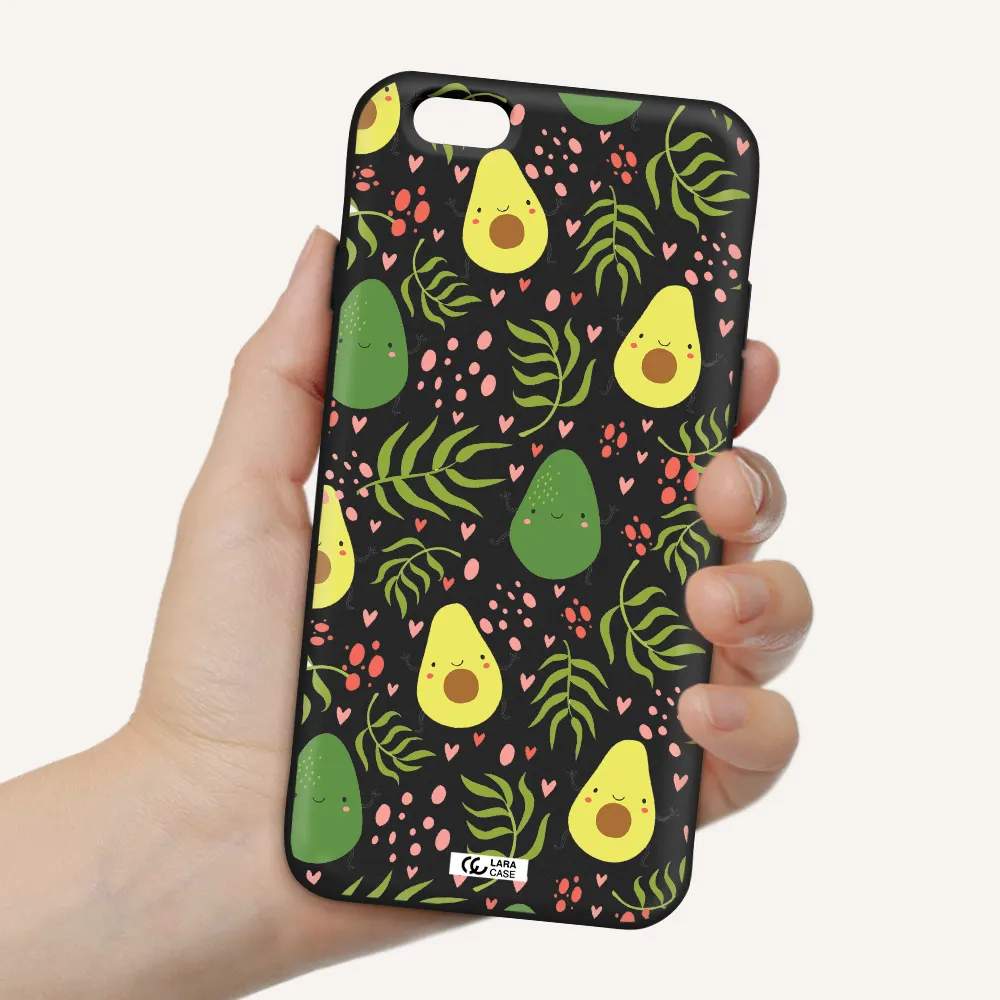 a pattern of avocado and leaves Apple iPhone 6 Silicone black Case