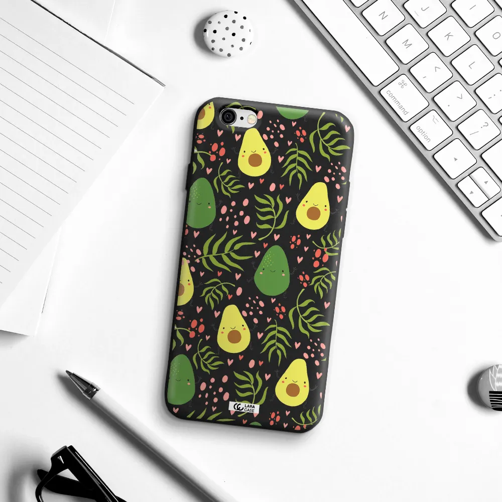 a pattern of avocado and leaves Apple iPhone 6 Silicone black Case