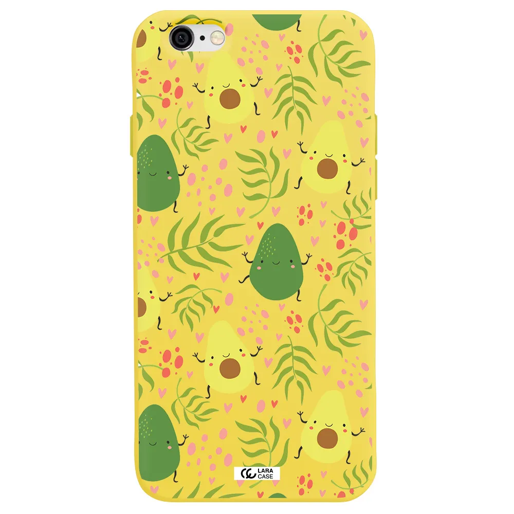 a pattern of avocado and leaves Apple iPhone 6 Silicone canary yellow Case