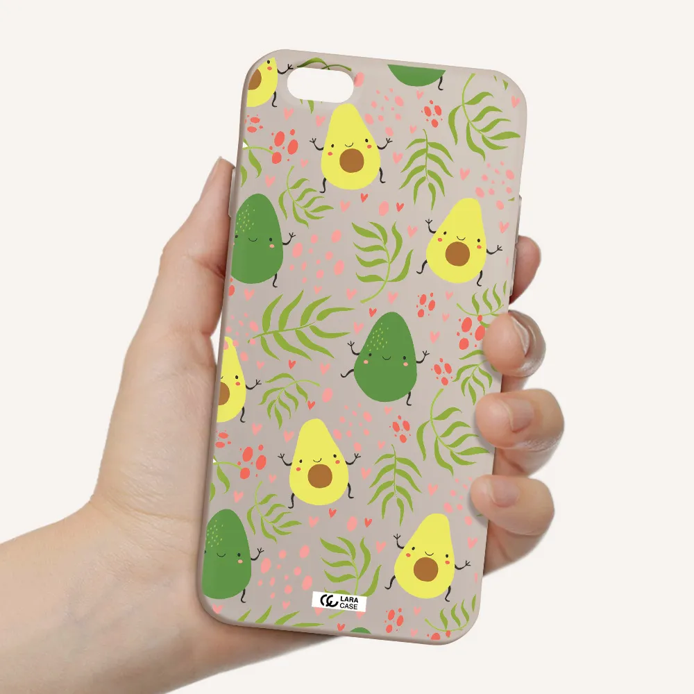 a pattern of avocado and leaves Apple iPhone 6 Silicone Stone Case