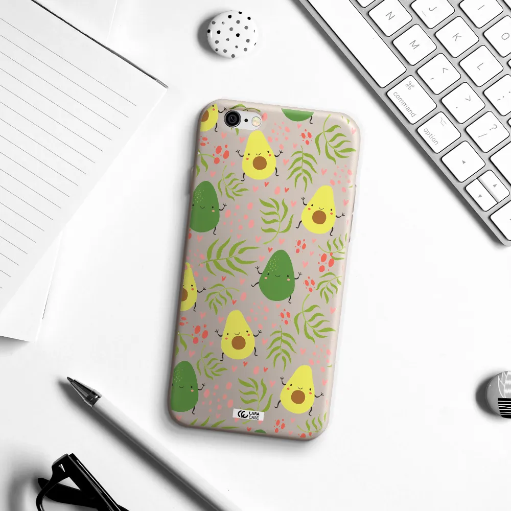 a pattern of avocado and leaves Apple iPhone 6 Silicone Stone Case
