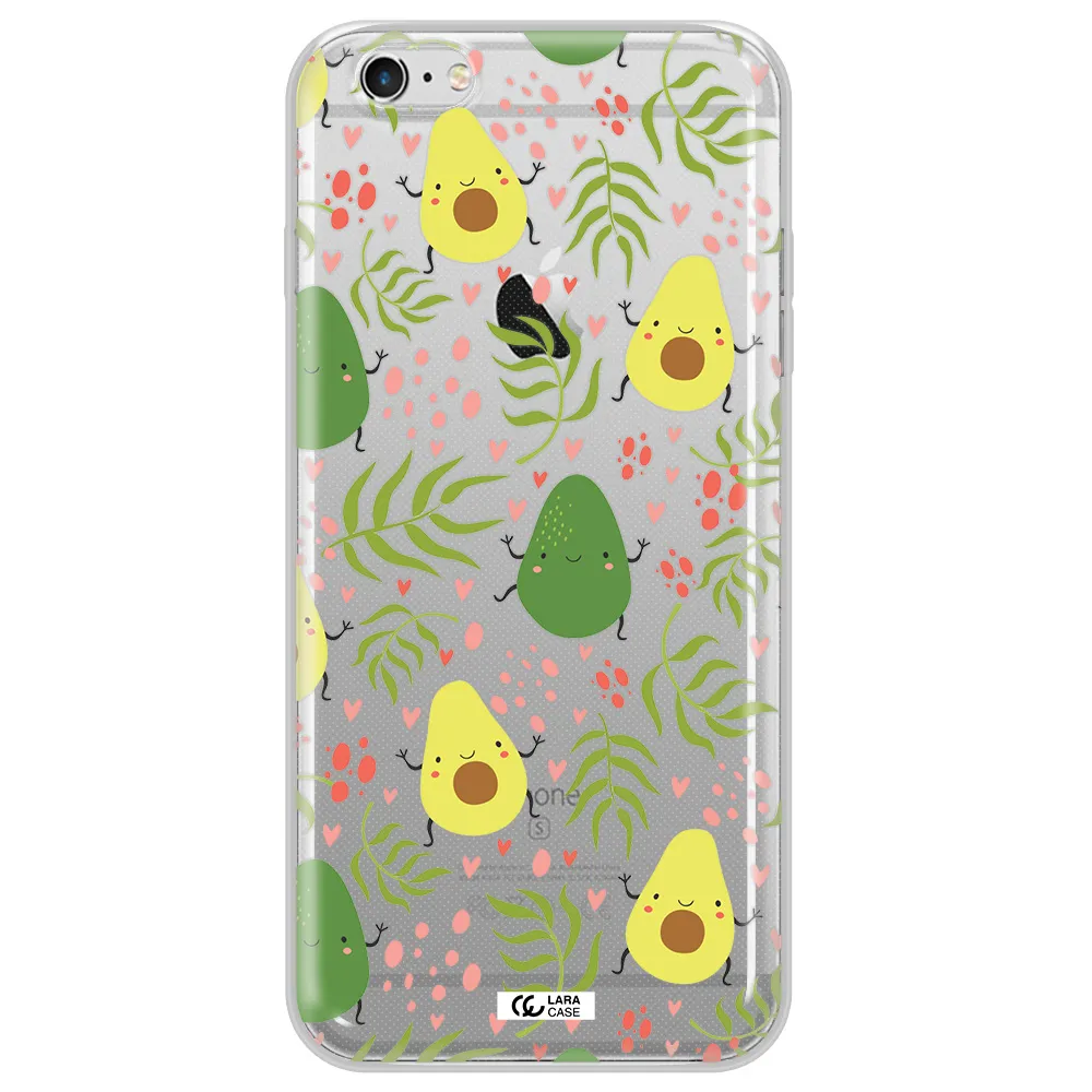 a pattern of avocado and leaves Apple iPhone 6S Clear TPU Case