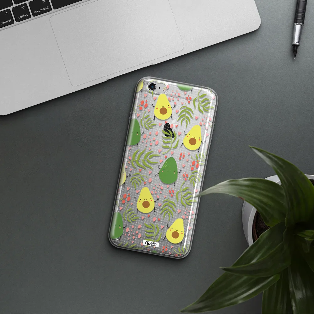 a pattern of avocado and leaves Apple iPhone 6S Clear TPU Case