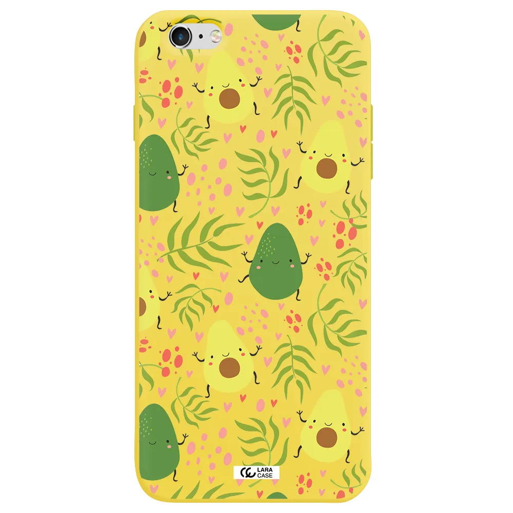 a pattern of avocado and leaves Apple iPhone 6S Silicone canary yellow Case