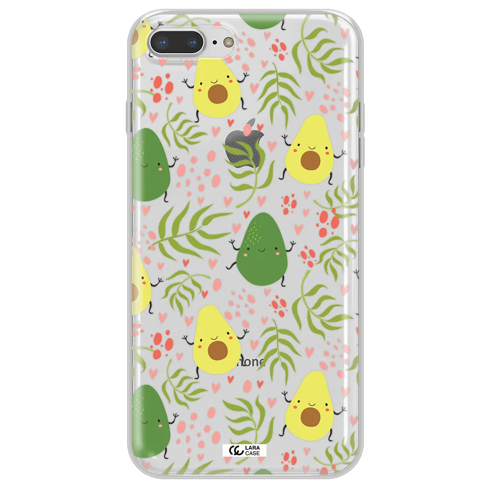 a pattern of avocado and leaves Apple iPhone 7 plus Clear TPU Case