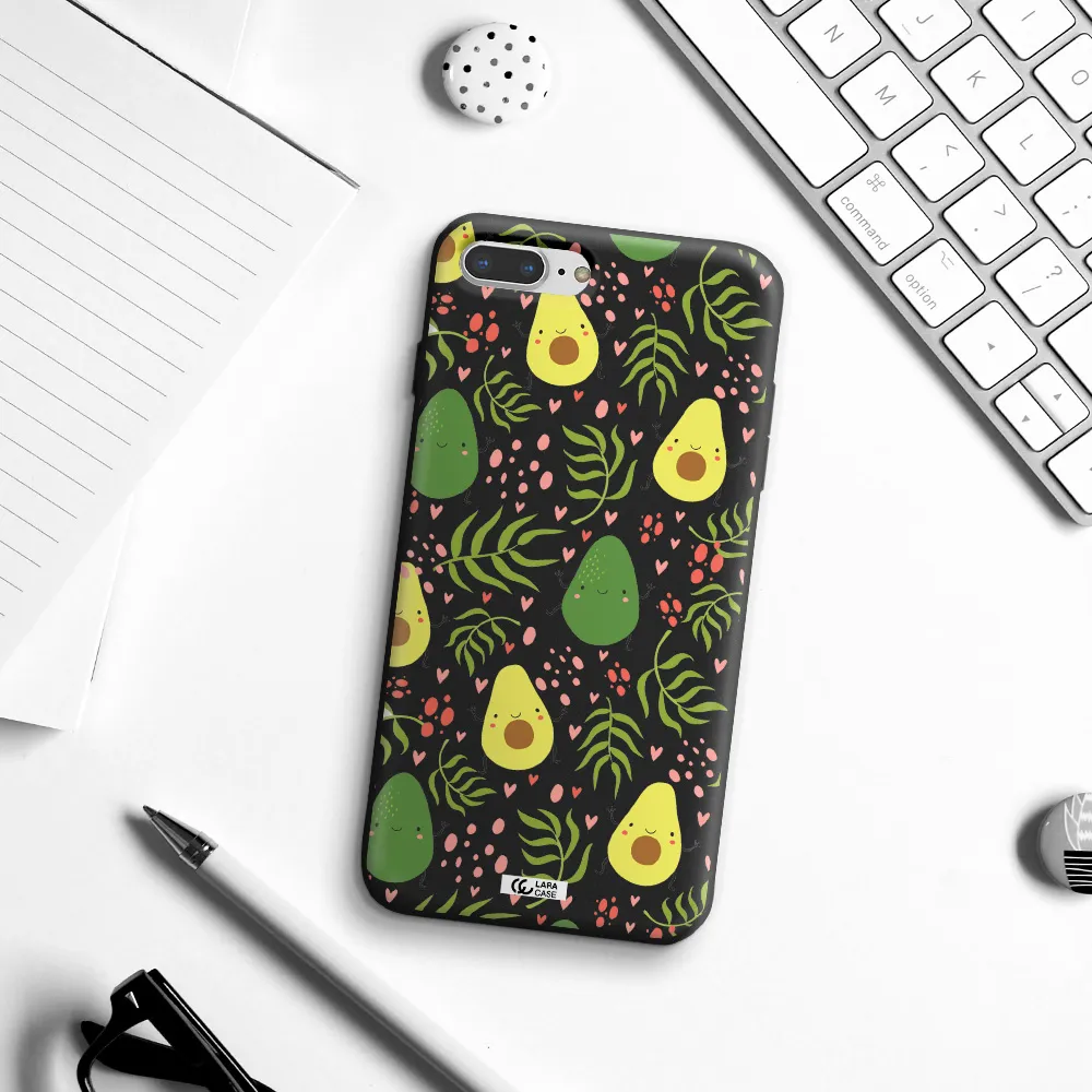 a pattern of avocado and leaves Apple iPhone 7 plus Silicone black Case