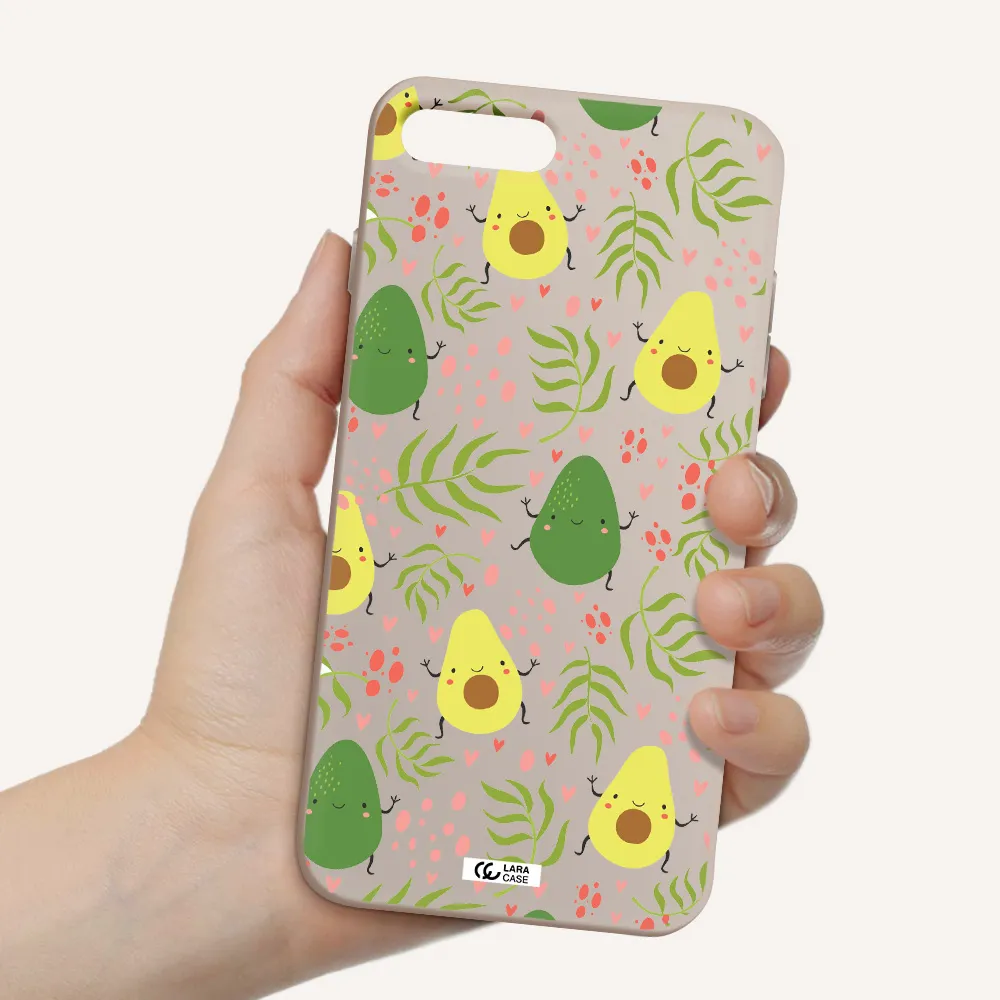 a pattern of avocado and leaves Apple iPhone 7 plus Silicone Stone Case