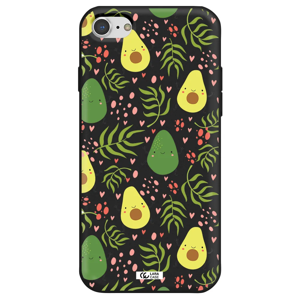 a pattern of avocado and leaves Apple iPhone 7 Silicone black Case