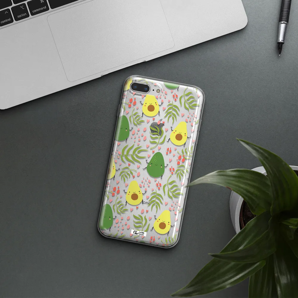 a pattern of avocado and leaves Apple iPhone 8 plus Clear TPU Case