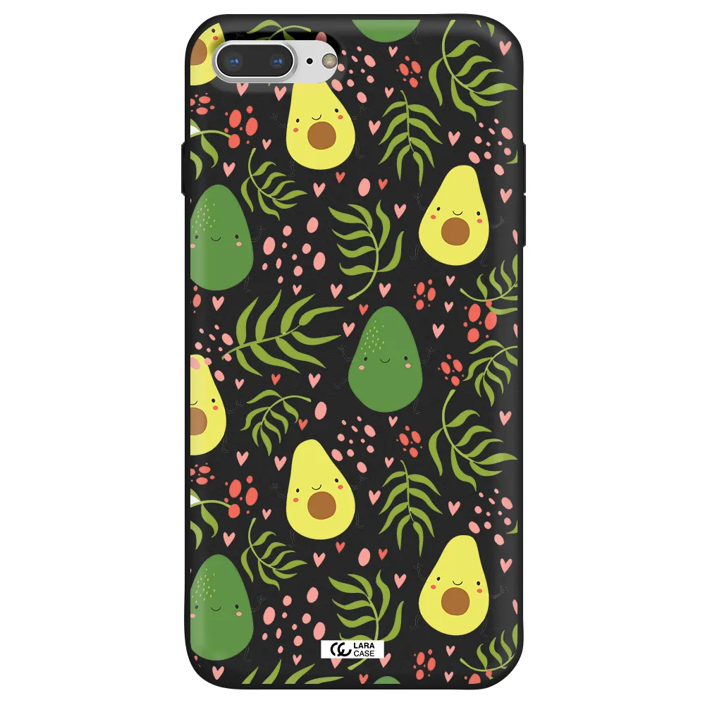 a pattern of avocado and leaves Apple iPhone 8 plus Silicone black Case