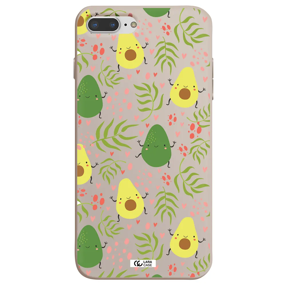 a pattern of avocado and leaves Apple iPhone 8 plus Silicone Stone Case
