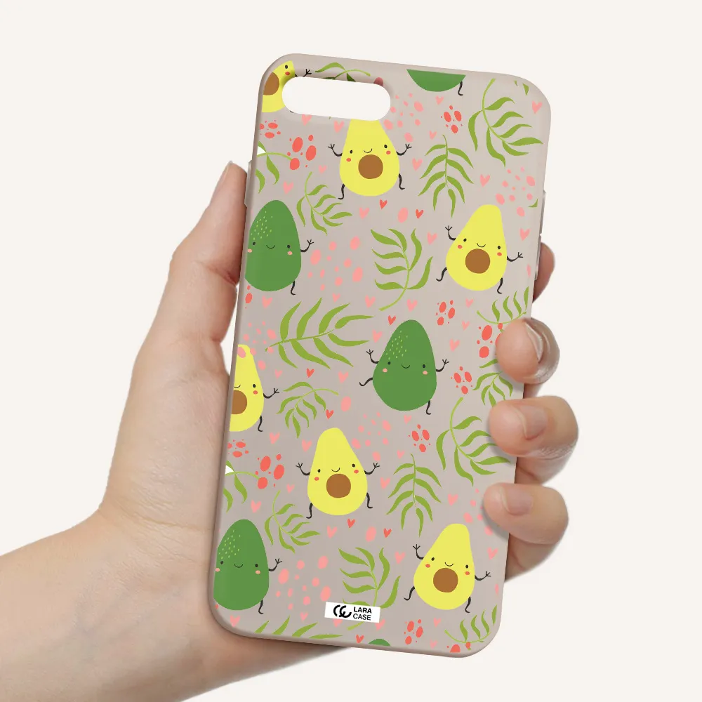 a pattern of avocado and leaves Apple iPhone 8 plus Silicone Stone Case