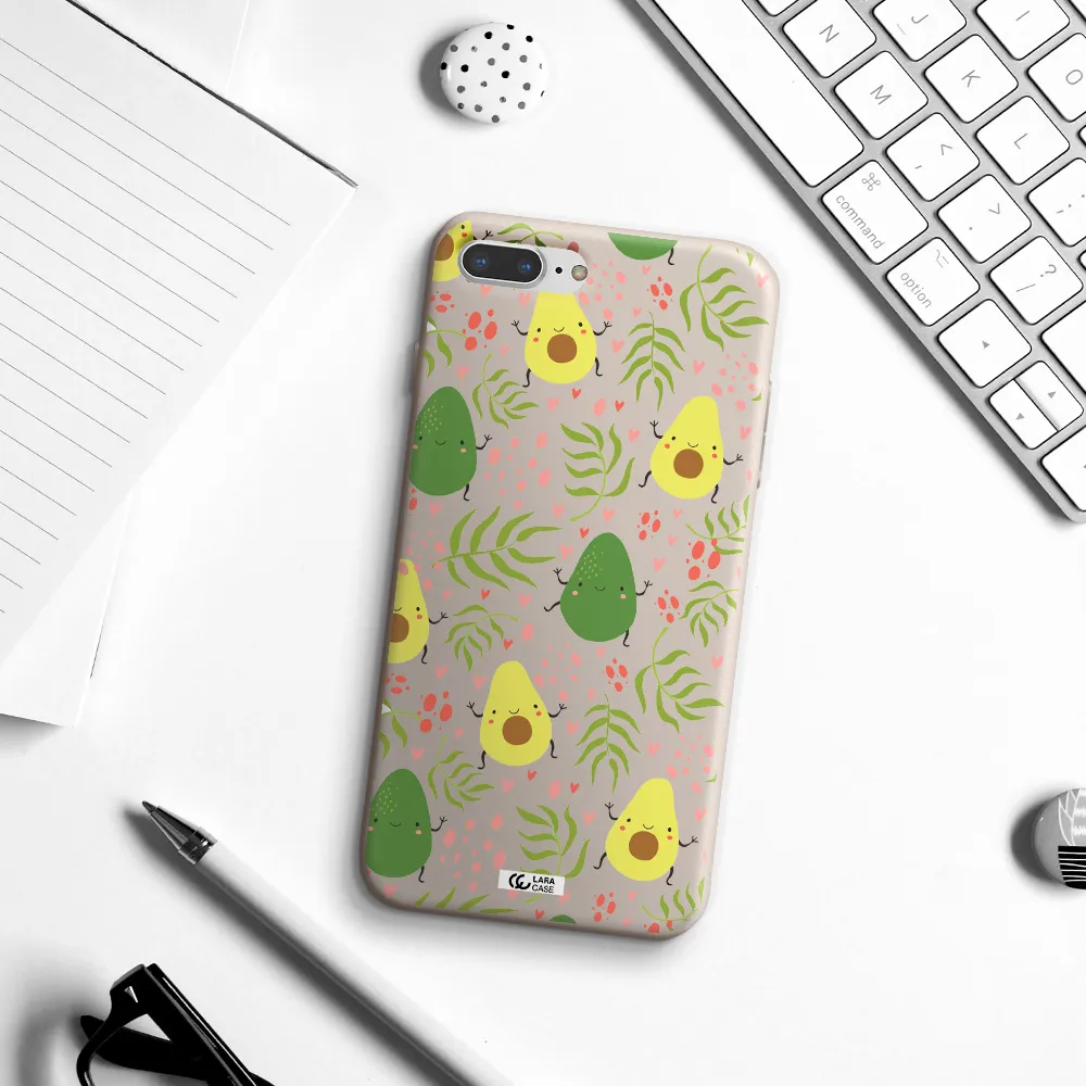 a pattern of avocado and leaves Apple iPhone 8 plus Silicone Stone Case