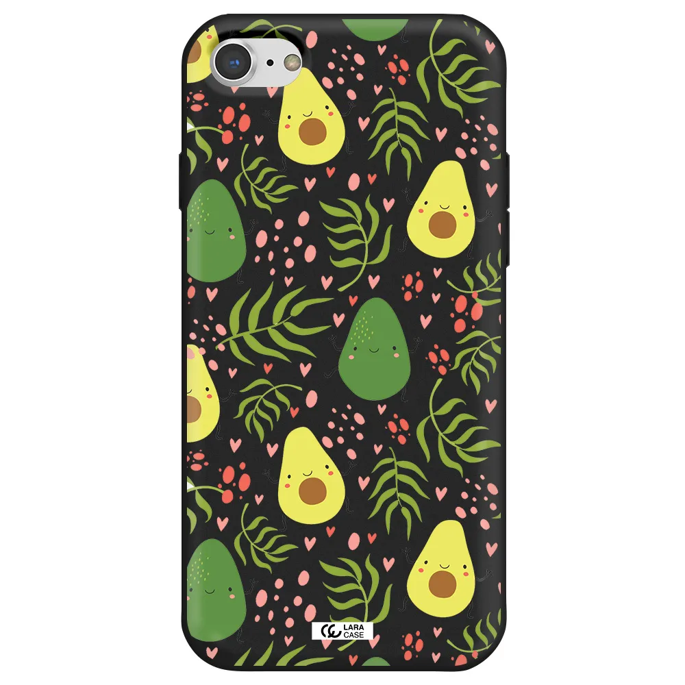 a pattern of avocado and leaves Apple iPhone 8 Silicone black Case