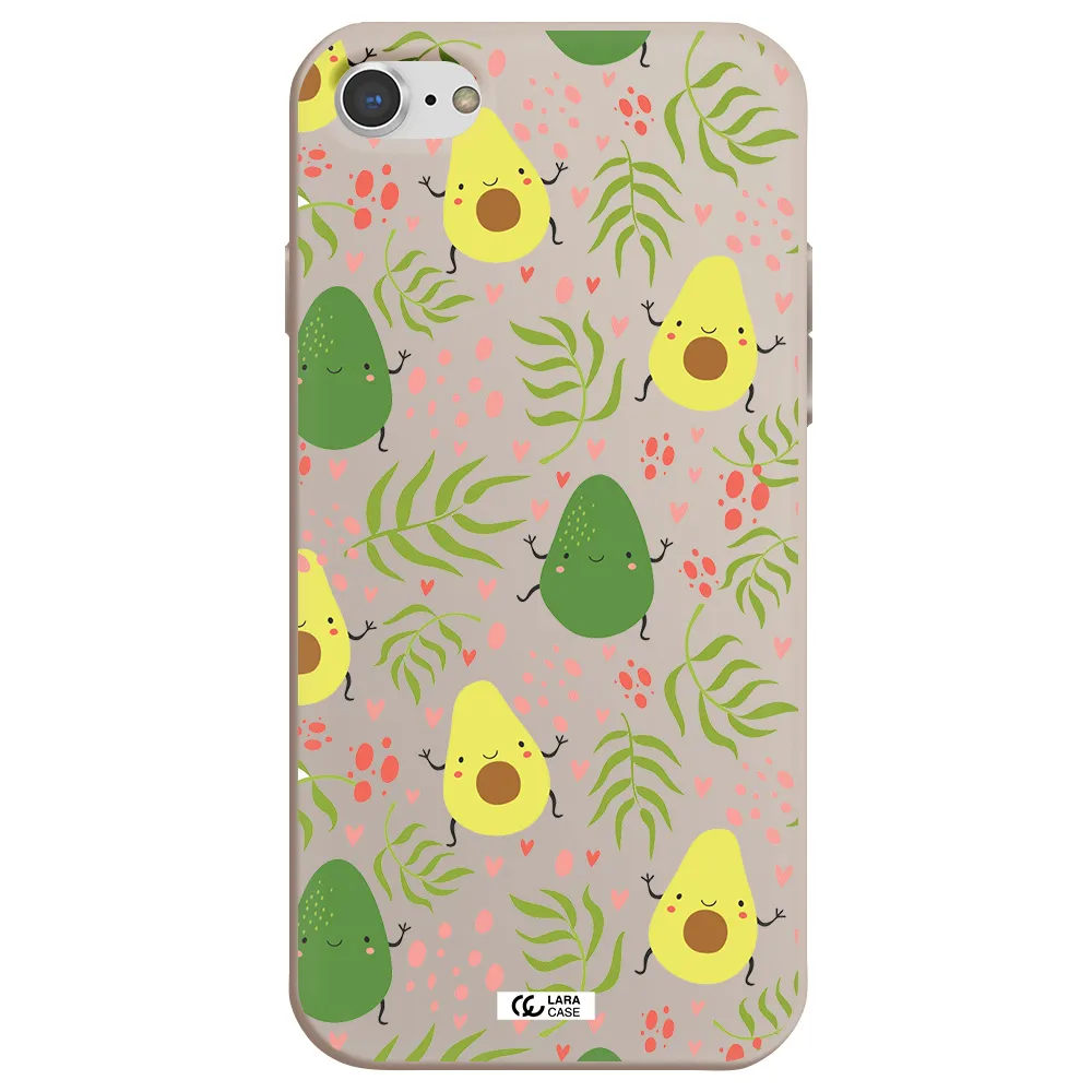 a pattern of avocado and leaves Apple iPhone 8 Silicone Stone Case