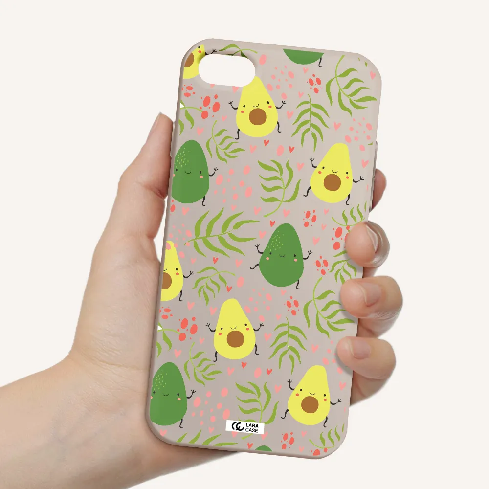 a pattern of avocado and leaves Apple iPhone 8 Silicone Stone Case