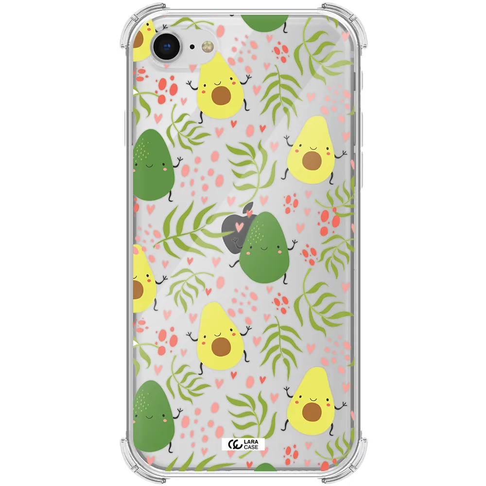 a pattern of avocado and leaves Apple iPhone se 2020 Clear PC Case