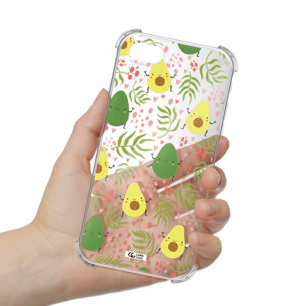 a pattern of avocado and leaves Apple iPhone se 2020 Clear PC Case