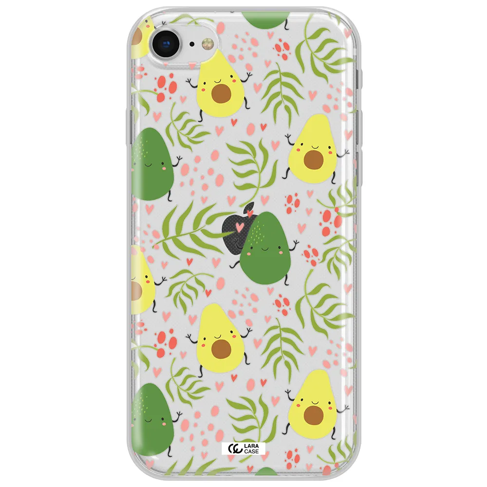 A Pattern Of Avocado And Leaves Apple Iphone Se 2020 Clear Tpu Case