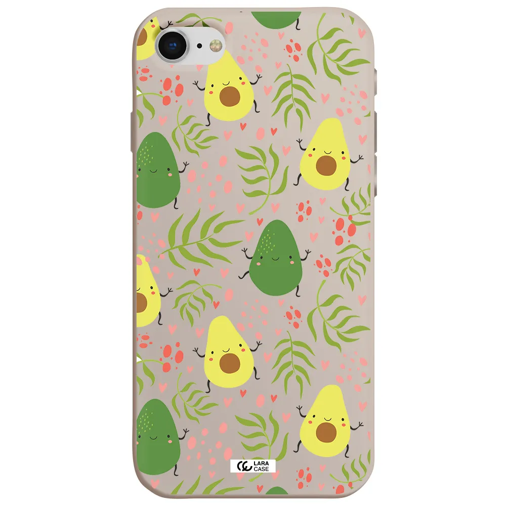 a pattern of avocado and leaves Apple iPhone se 2020 Silicone Stone Case