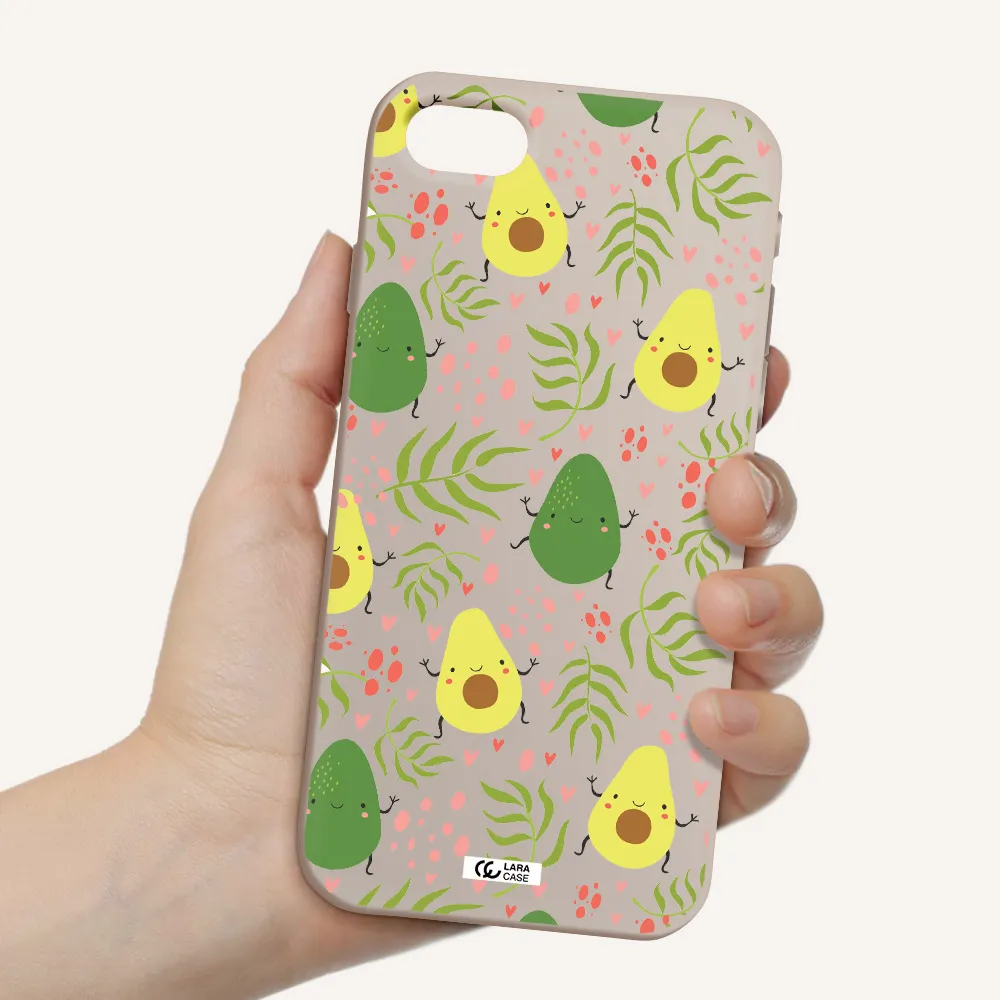 a pattern of avocado and leaves Apple iPhone se 2020 Silicone Stone Case