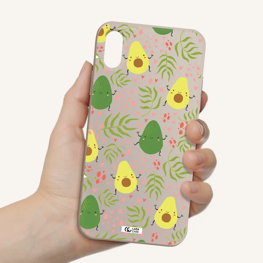 a pattern of avocado and leaves Apple iPhone X Silicone Stone Case