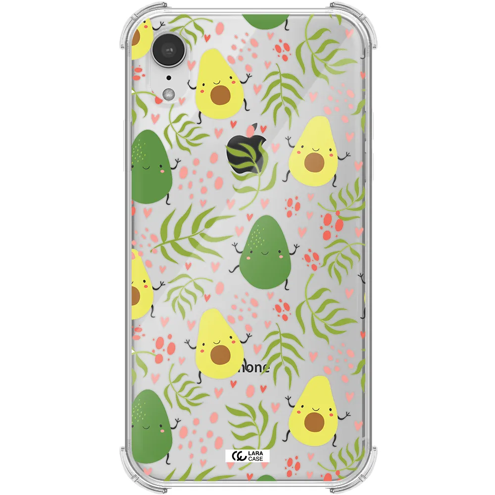 a pattern of avocado and leaves Apple iPhone XR Clear PC Case