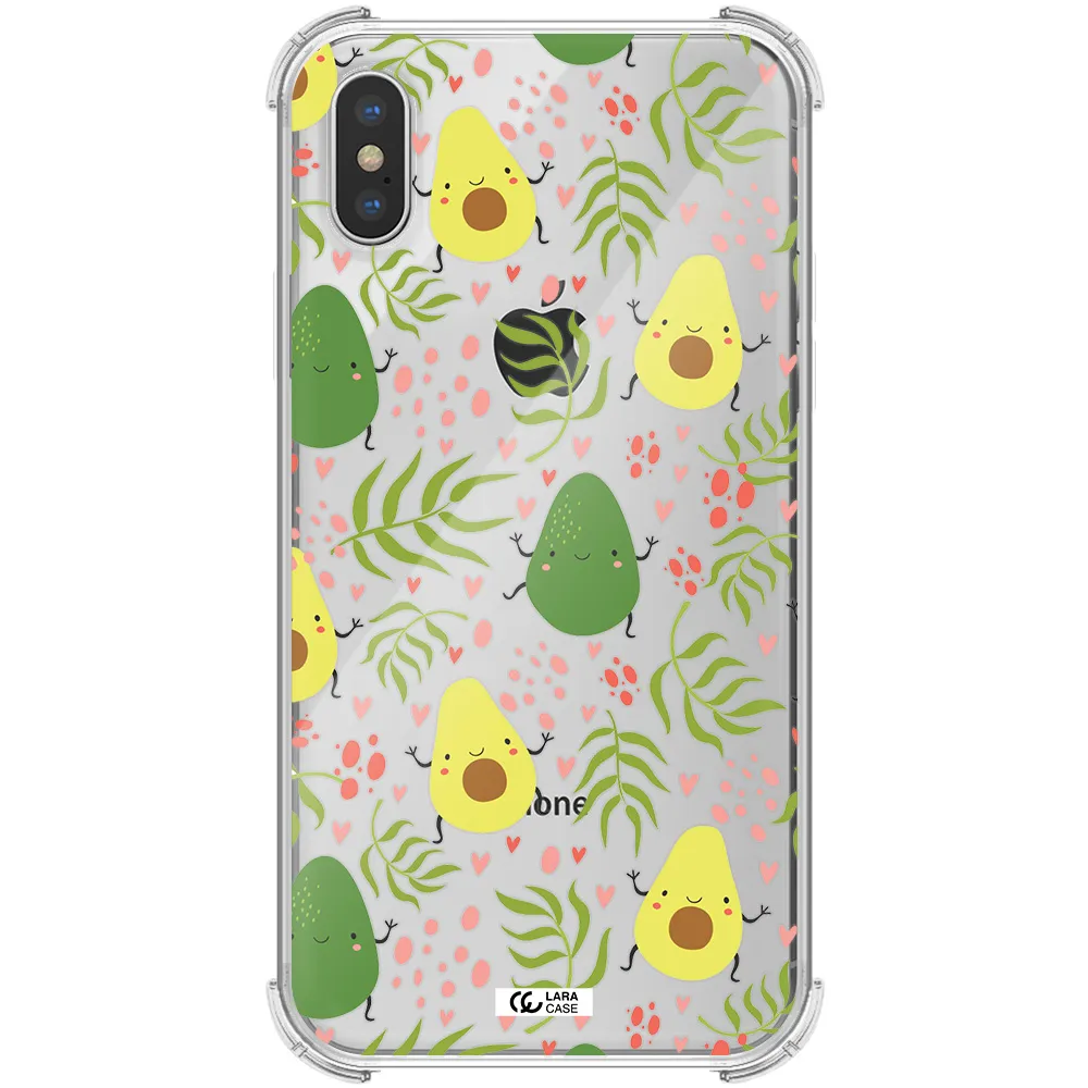 a pattern of avocado and leaves Apple iPhone XS Clear PC Case