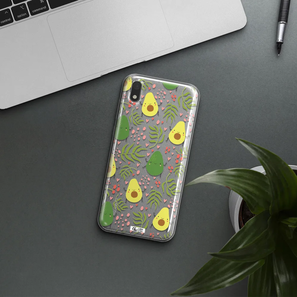 a pattern of avocado and leaves Huawei Honor 8S Clear TPU Case