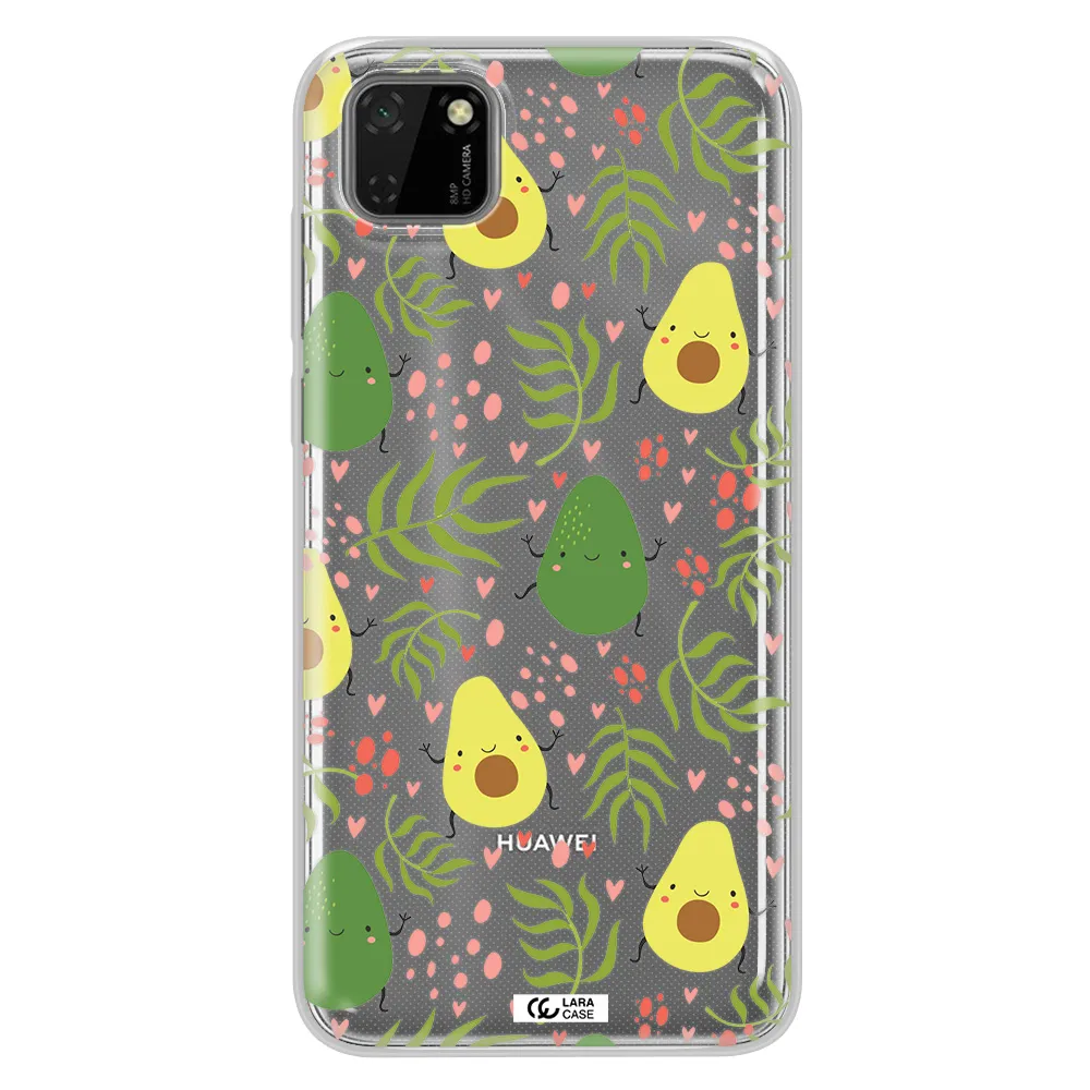 a pattern of avocado and leaves Huawei Honor 9S Clear TPU Case